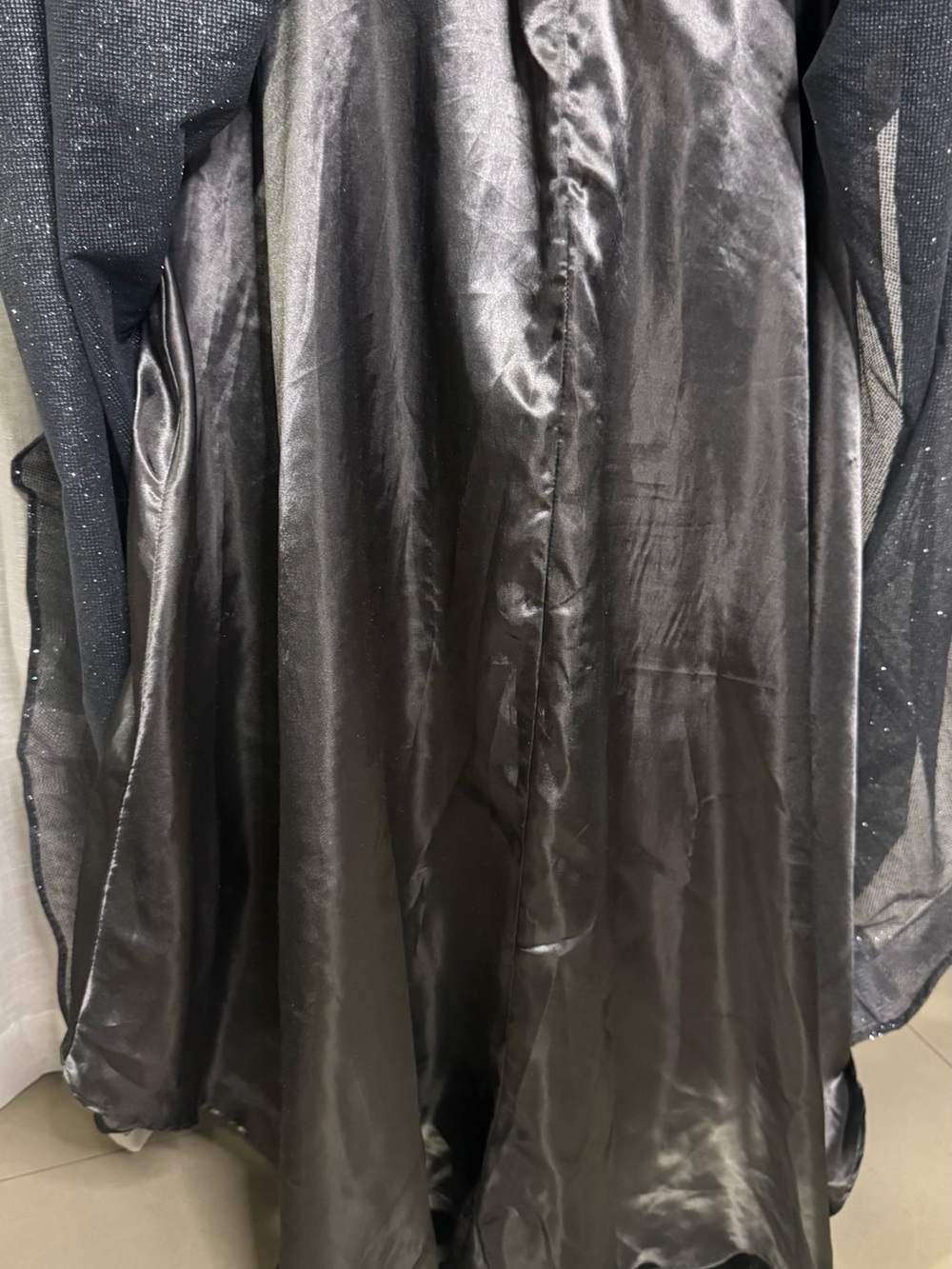 Charcoal Sparkly Corset Gown - Tie Back Dress with Long Train - Picture 7 of 11